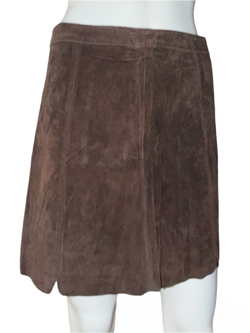 Zara Brown Genuine Suede Paneled A-Line Mini Skirt, M